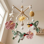 Hummingbird Baby Mobile, Crochet Flower Bird Crib Mobile