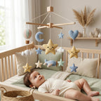 Rainbow Sun Baby Mobile, Crochet Star Cloud Airplane Crib Mobile