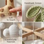 Giraffe Baby Mobile, Crochet Safari Crib Mobile with Sun Clouds Leaves
