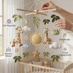 Giraffe Baby Mobile, Crochet Safari Crib Mobile with Sun Clouds Leaves