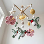Hummingbird Baby Mobile, Crochet Flower Bird Crib Mobile