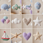 Ocean Whale Baby Mobile, Crochet Hot Air Balloon Airplane Crib Mobile