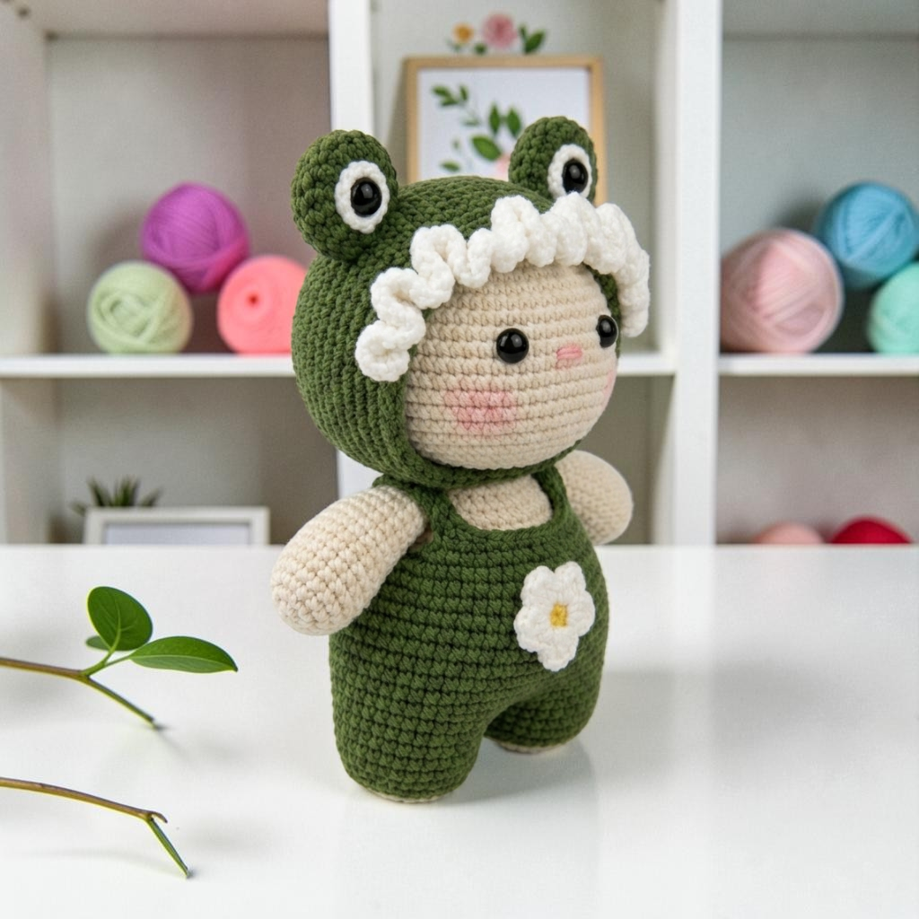 Frog Buddy Crochet Pattern PDF, Cute Frog Doll Amigurumi