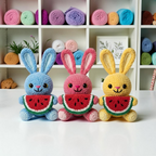 Watermelon Bunny Crochet Pattern PDF, Cute Bunny Amigurumi Pattern