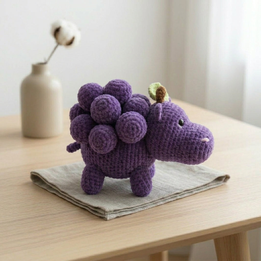 Hippo Crochet Pattern, Grape Amigurumi Pattern, Purple Grape Hippo Crochet Pattern