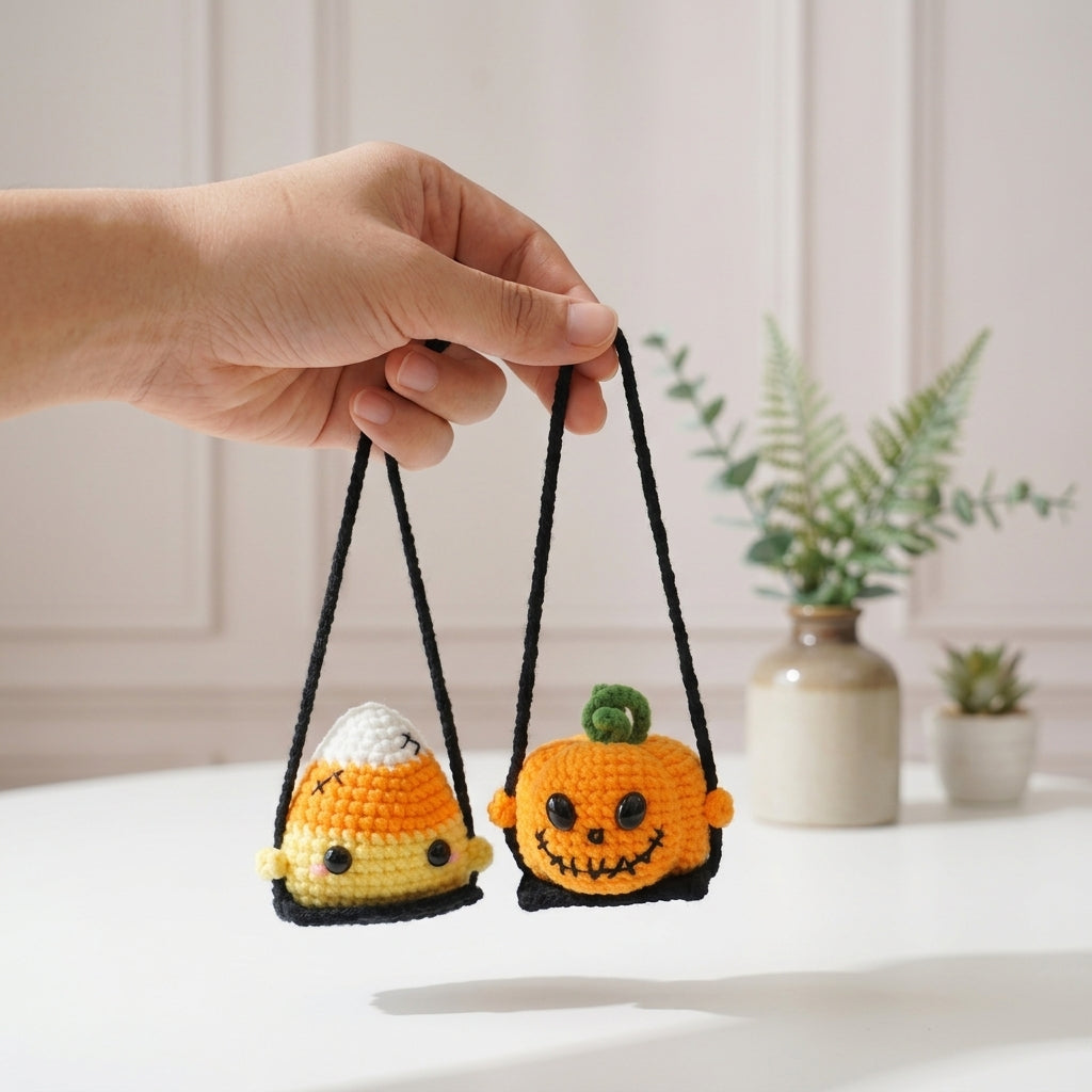 Free Crochet Pattern Gift, Halloween Amigurumi Car Hanging PDF Download