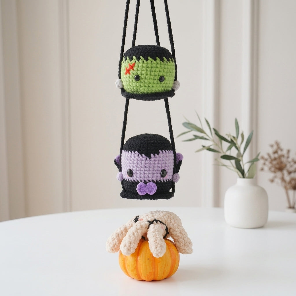 Free Crochet Pattern Gift, Halloween Amigurumi Car Hanging PDF Download