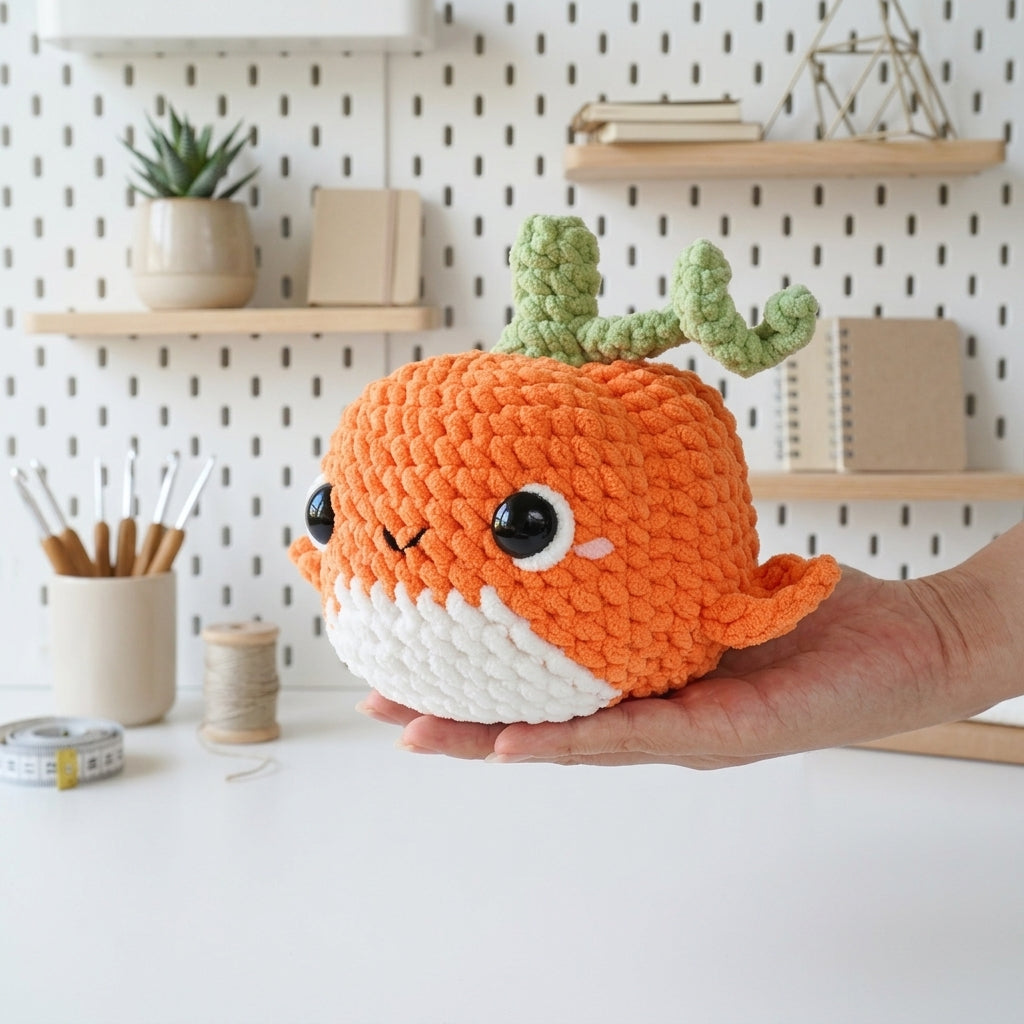 Free Pumpkin Whale Crochet Pattern, Cute Halloween Amigurumi PDF Download