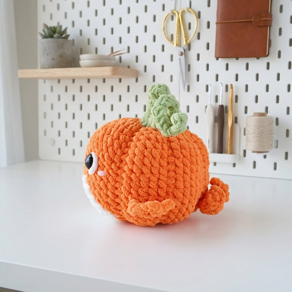 Free Pumpkin Whale Crochet Pattern, Cute Halloween Amigurumi PDF Download