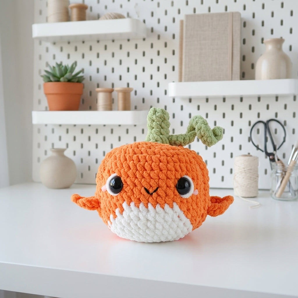 Free Pumpkin Whale Crochet Pattern, Cute Halloween Amigurumi PDF Download