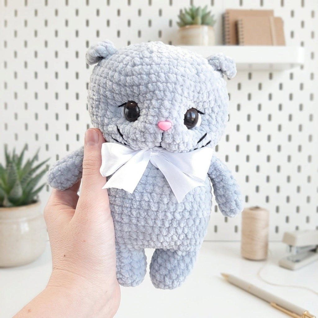 Little Kitten Crochet Pattern, Kawaii Cat Plush Amigurumi PDF Free Gift