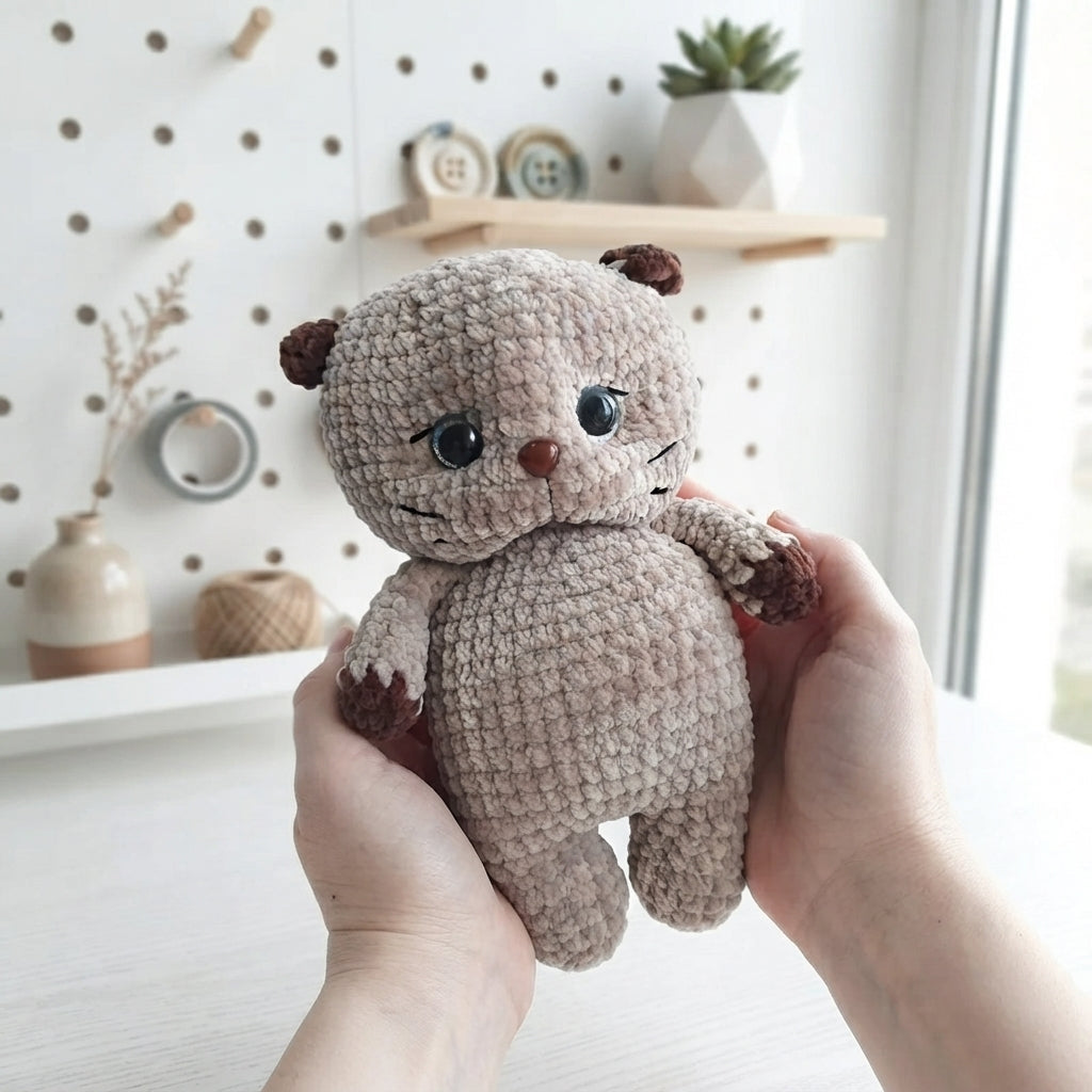 Little Kitten Crochet Pattern, Kawaii Cat Plush Amigurumi PDF Free Gift
