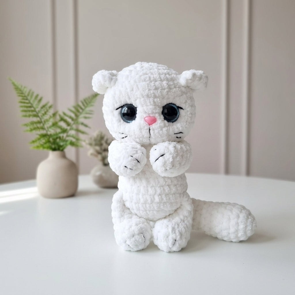 Kitten Crochet Pattern, Kawaii Cat Plush Amigurumi PDF Free Gift