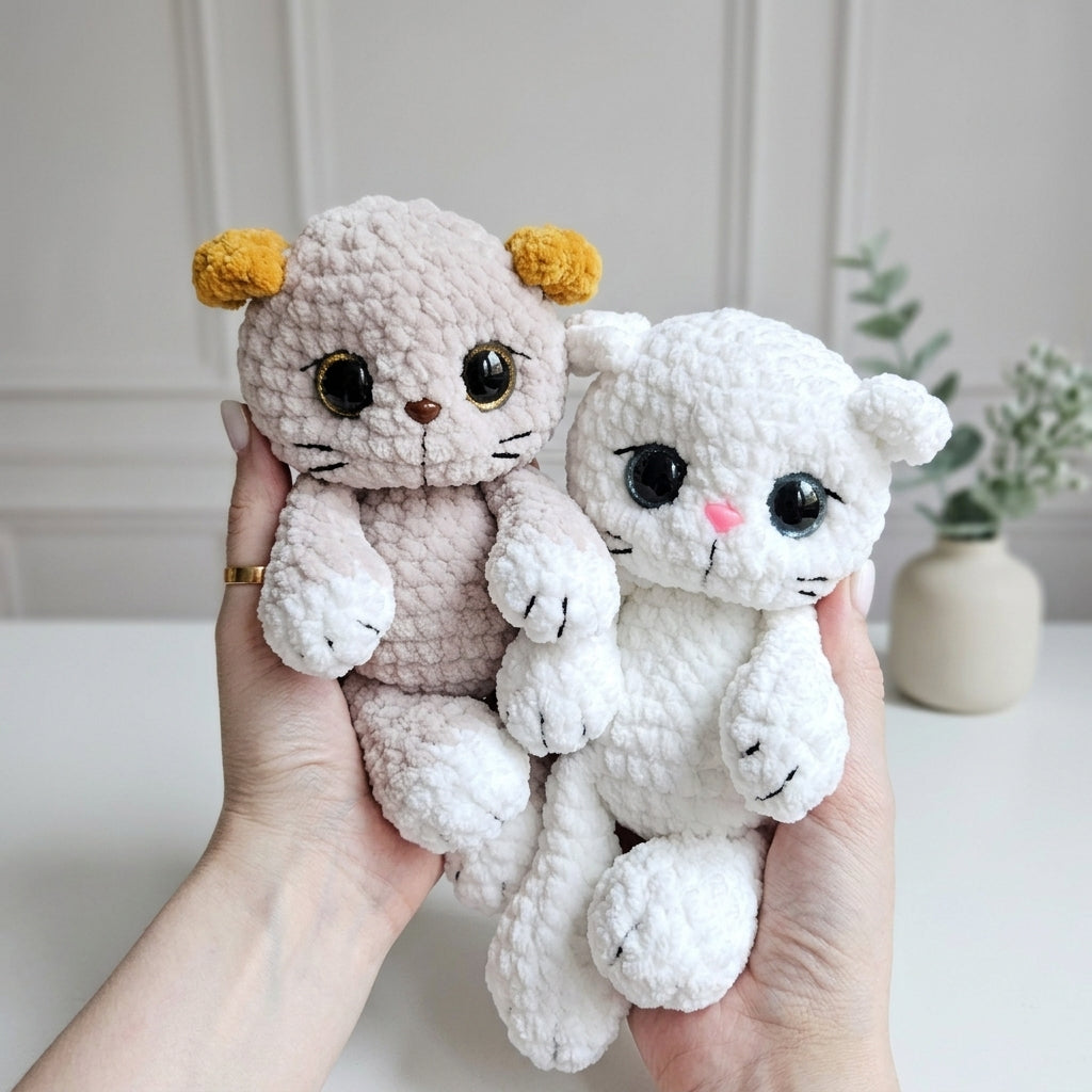 Kitten Crochet Pattern, Kawaii Cat Plush Amigurumi PDF Free Gift
