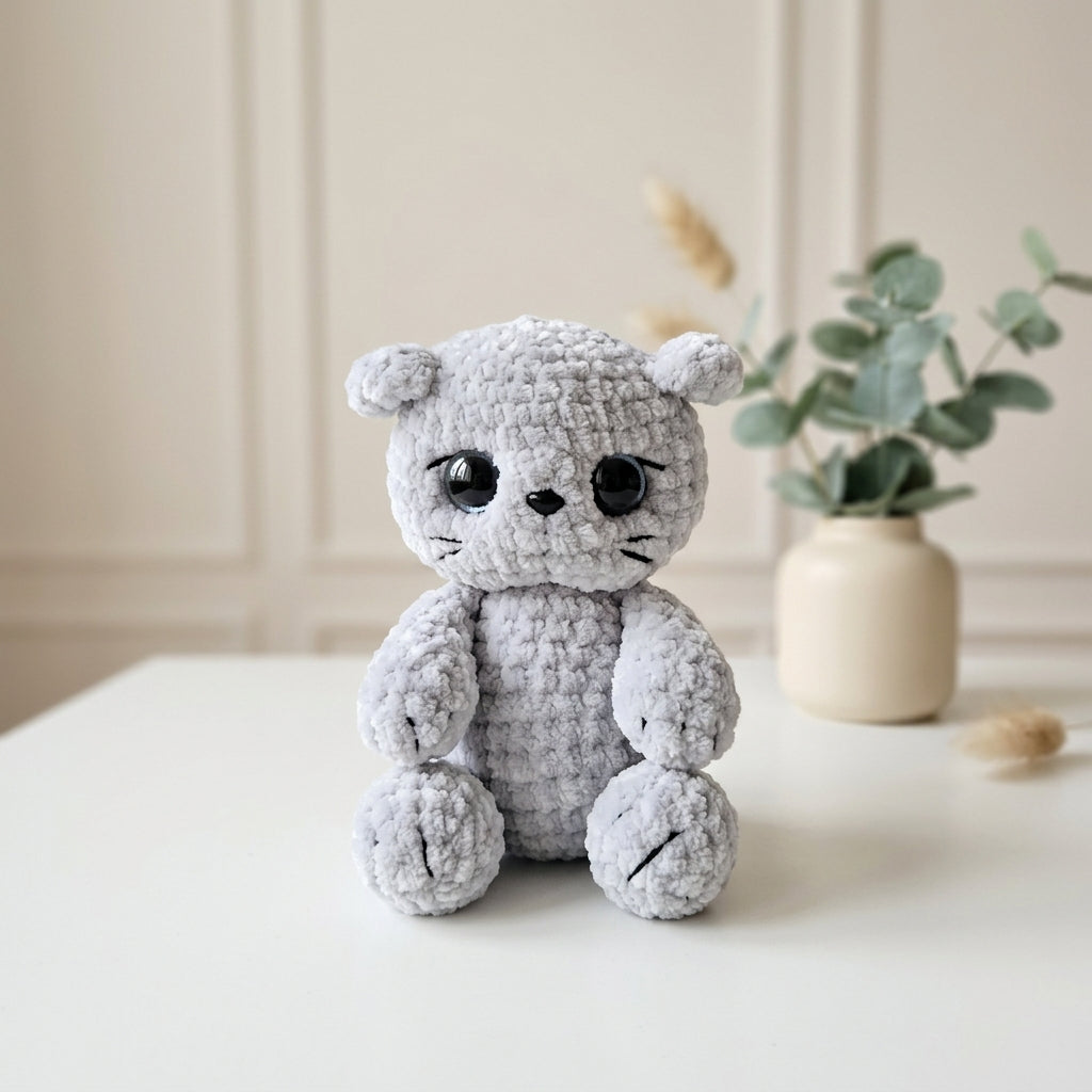 Kitten Crochet Pattern, Kawaii Cat Plush Amigurumi PDF Free Gift