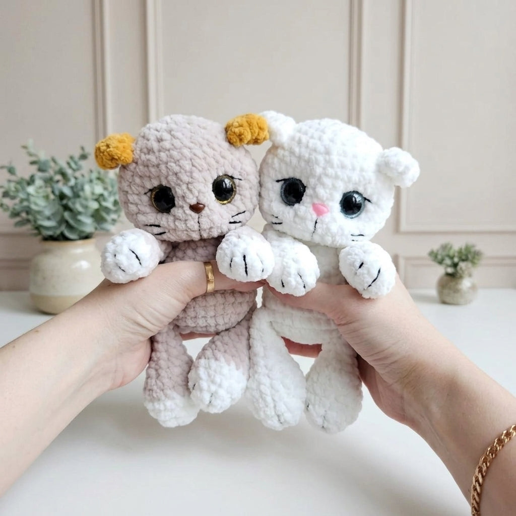 Kitten Crochet Pattern, Kawaii Cat Plush Amigurumi PDF Free Gift