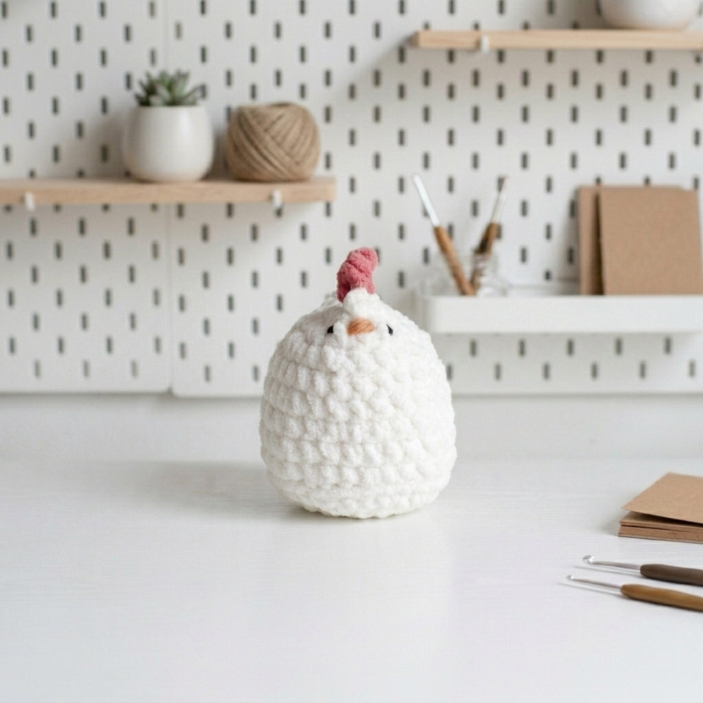 Chicken Crochet Pattern, Kawaii Hen Plush Amigurumi PDF Free Gift