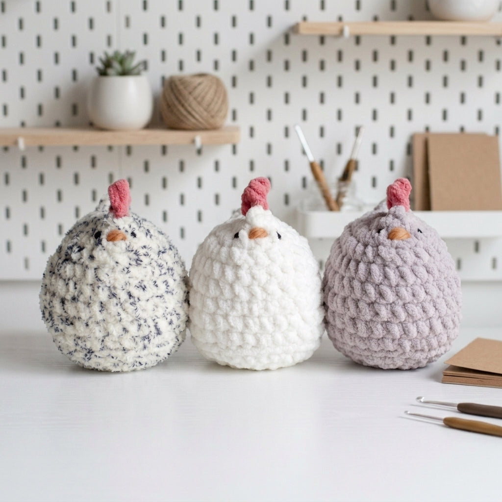 Chicken Crochet Pattern, Kawaii Hen Plush Amigurumi PDF Free Gift