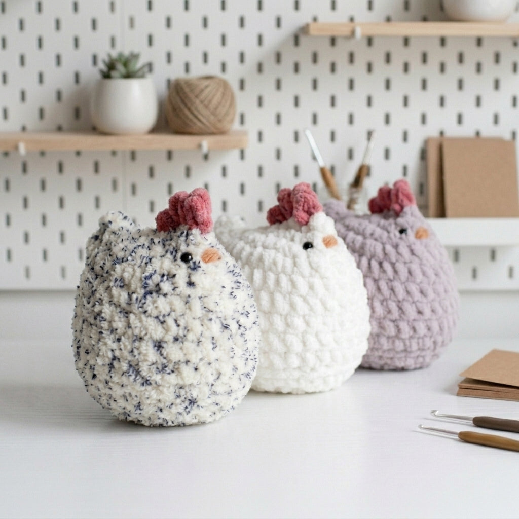 Chicken Crochet Pattern, Kawaii Hen Plush Amigurumi PDF Free Gift