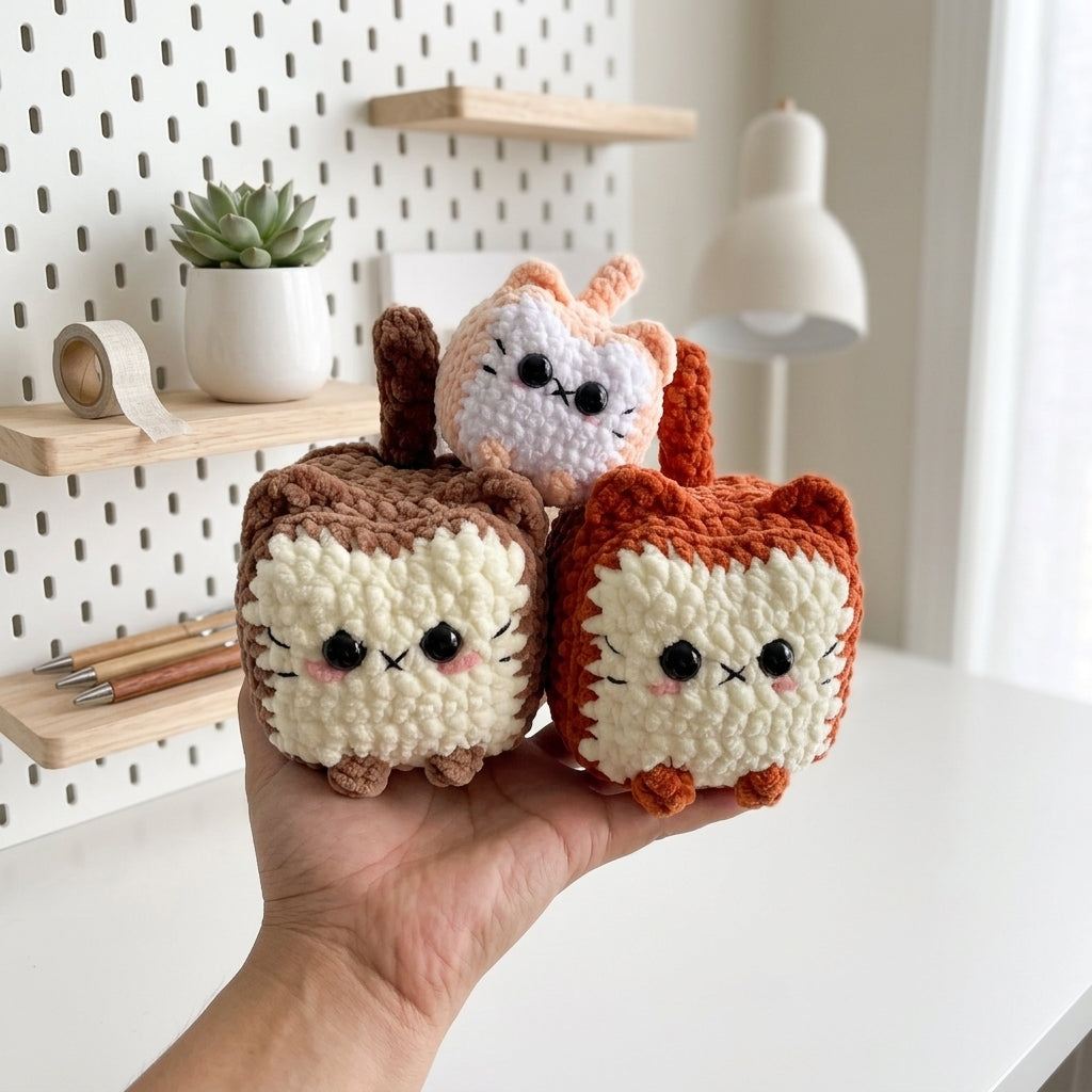 Loaf Cat Crochet Pattern, Kawaii Kitty Plush Amigurumi PDF Free Gift