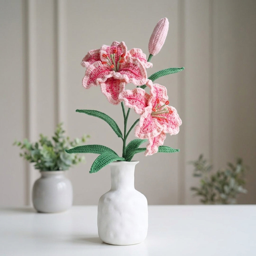 Crochet Lily Flower Pattern, Handmade Floral Bouquet PDF Free Gift