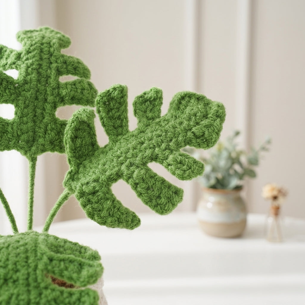 Crochet Monstera Plant Pattern, Cute Potted Houseplant PDF Free Gift