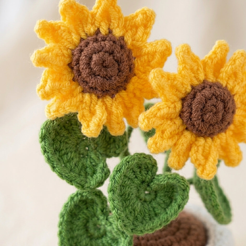 Crochet Sunflower Pot Pattern, Cute Floral Plant PDF Free Gift