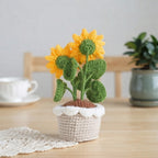 Crochet Sunflower Pot Pattern, Cute Floral Plant PDF Free Gift