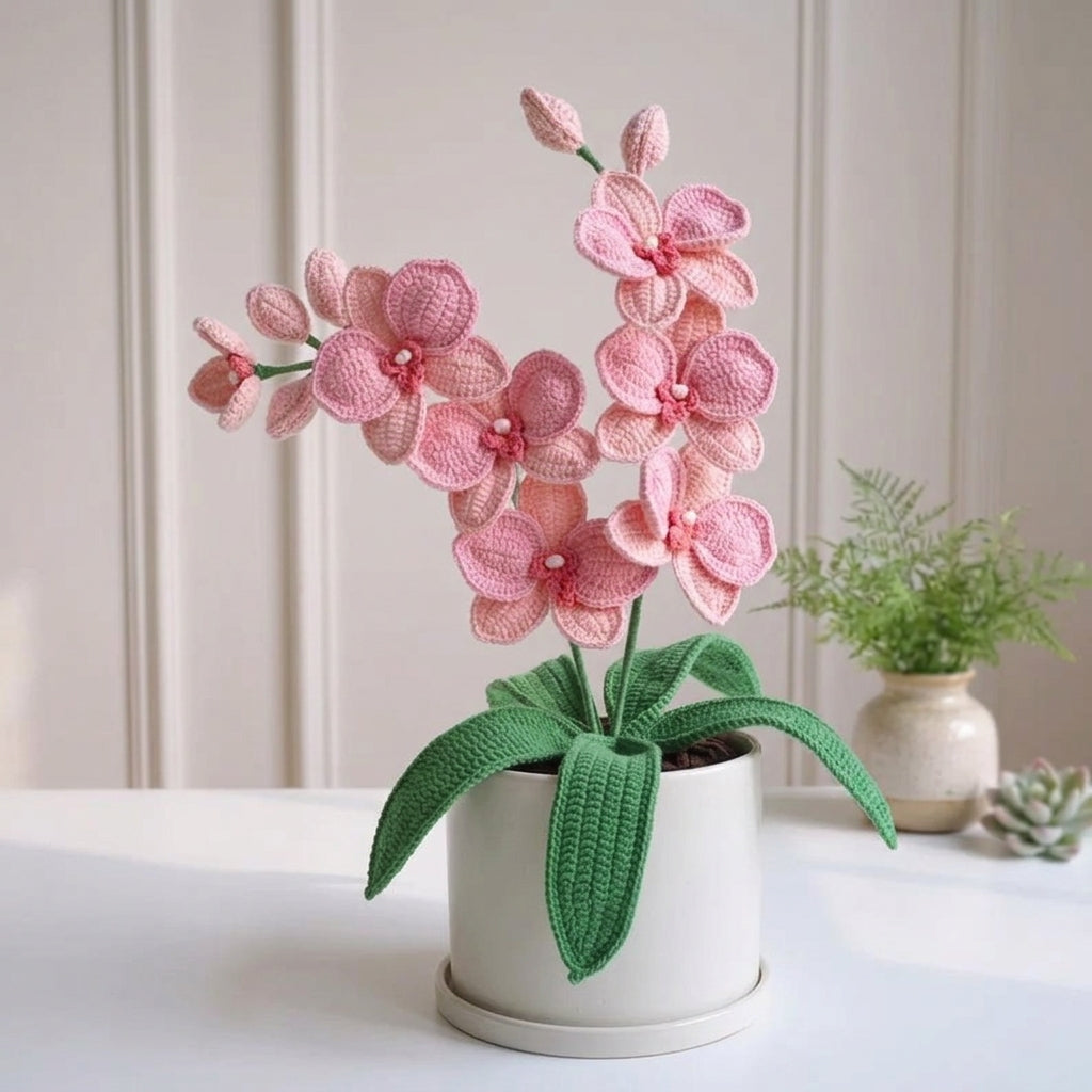 Crochet Orchid Flower Pattern, Handmade Floral Bouquet PDF Free Gift