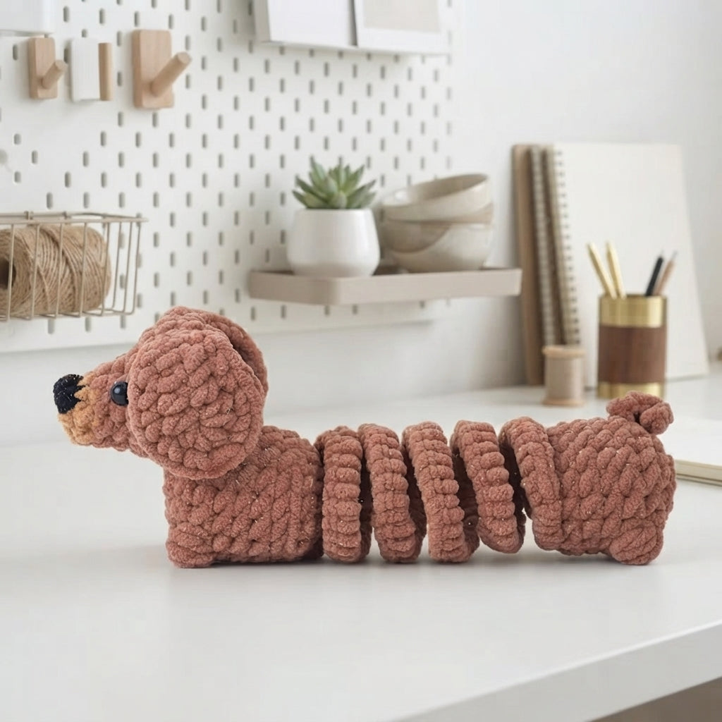 Dachshund Puppy Crochet Pattern, Springy Dog Amigurumi PDF Free Gift