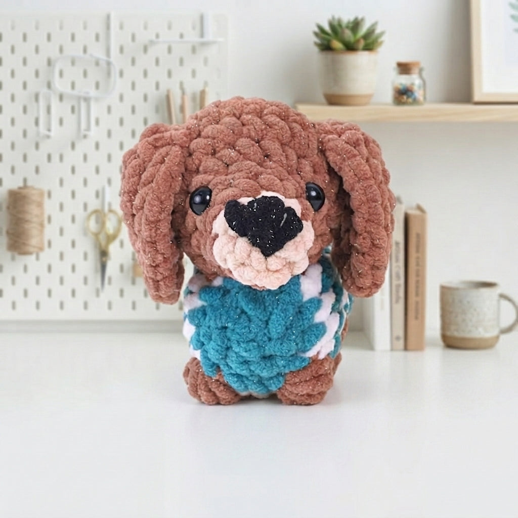 Dachshund Puppy Crochet Pattern, Springy Dog Amigurumi PDF Free Gift