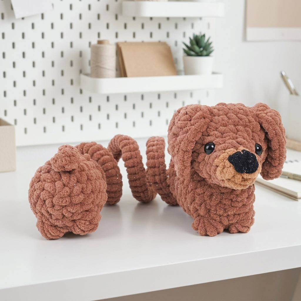 Dachshund Puppy Crochet Pattern, Springy Dog Amigurumi PDF Free Gift