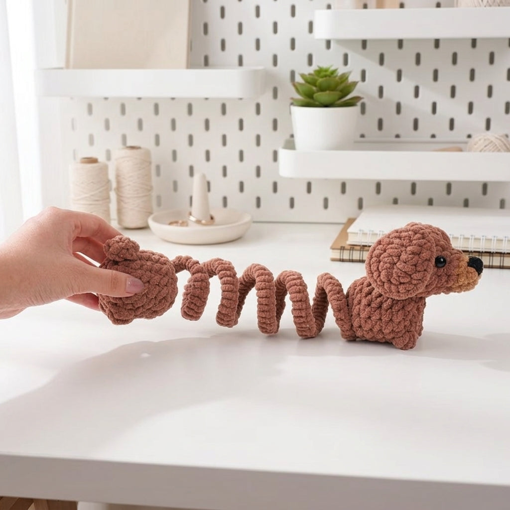 Dachshund Puppy Crochet Pattern, Springy Dog Amigurumi PDF Free Gift