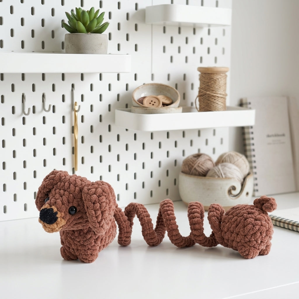 Dachshund Puppy Crochet Pattern, Springy Dog Amigurumi PDF Free Gift