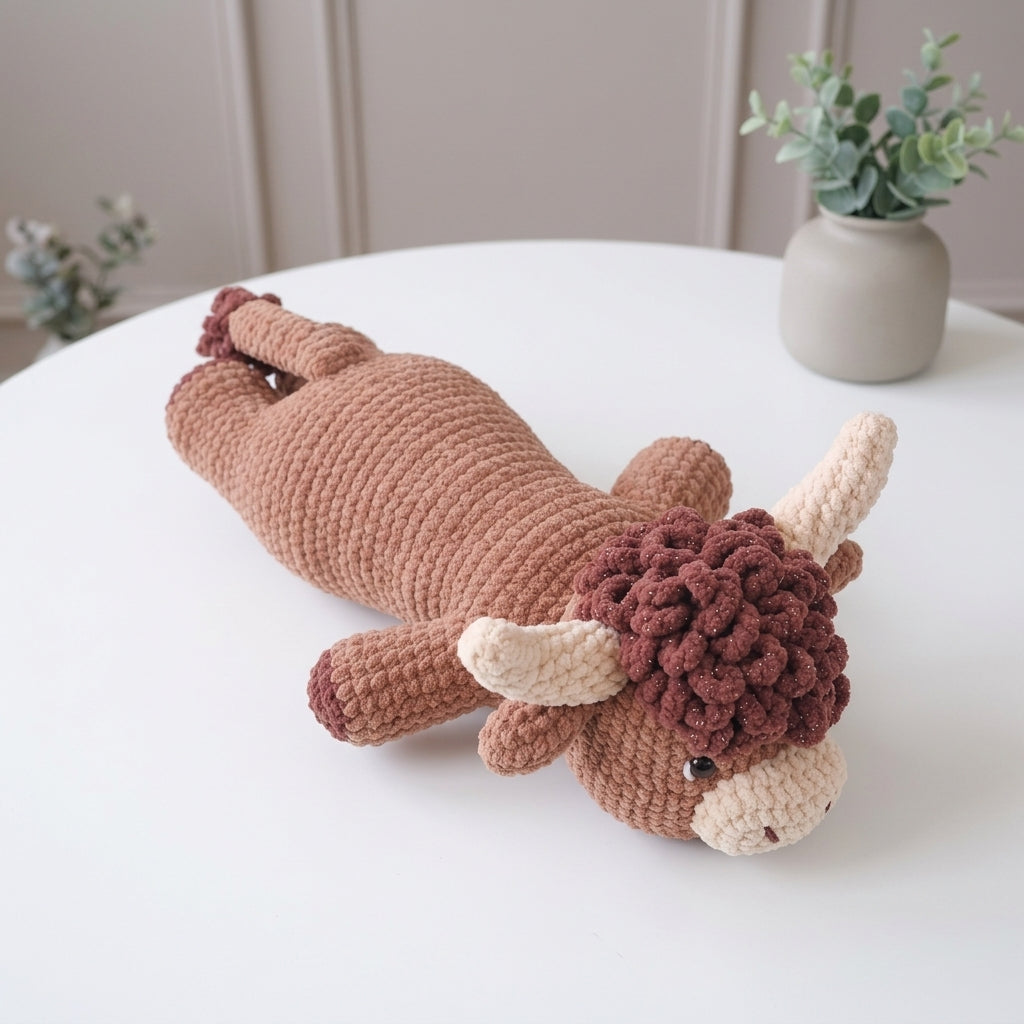 Highland Cow Crochet Pattern, Cute Farm Animal Amigurumi PDF Free Gift