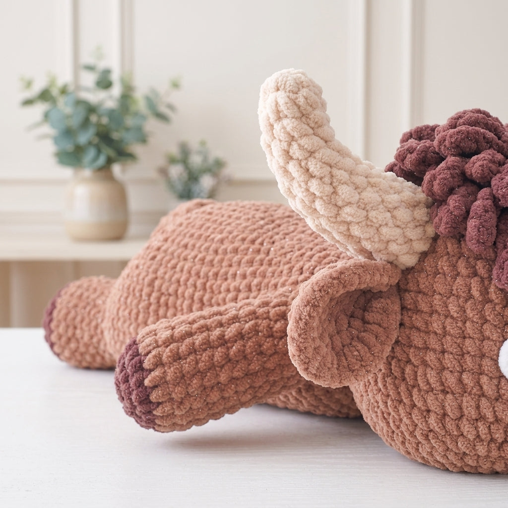 Highland Cow Crochet Pattern, Cute Farm Animal Amigurumi PDF Free Gift