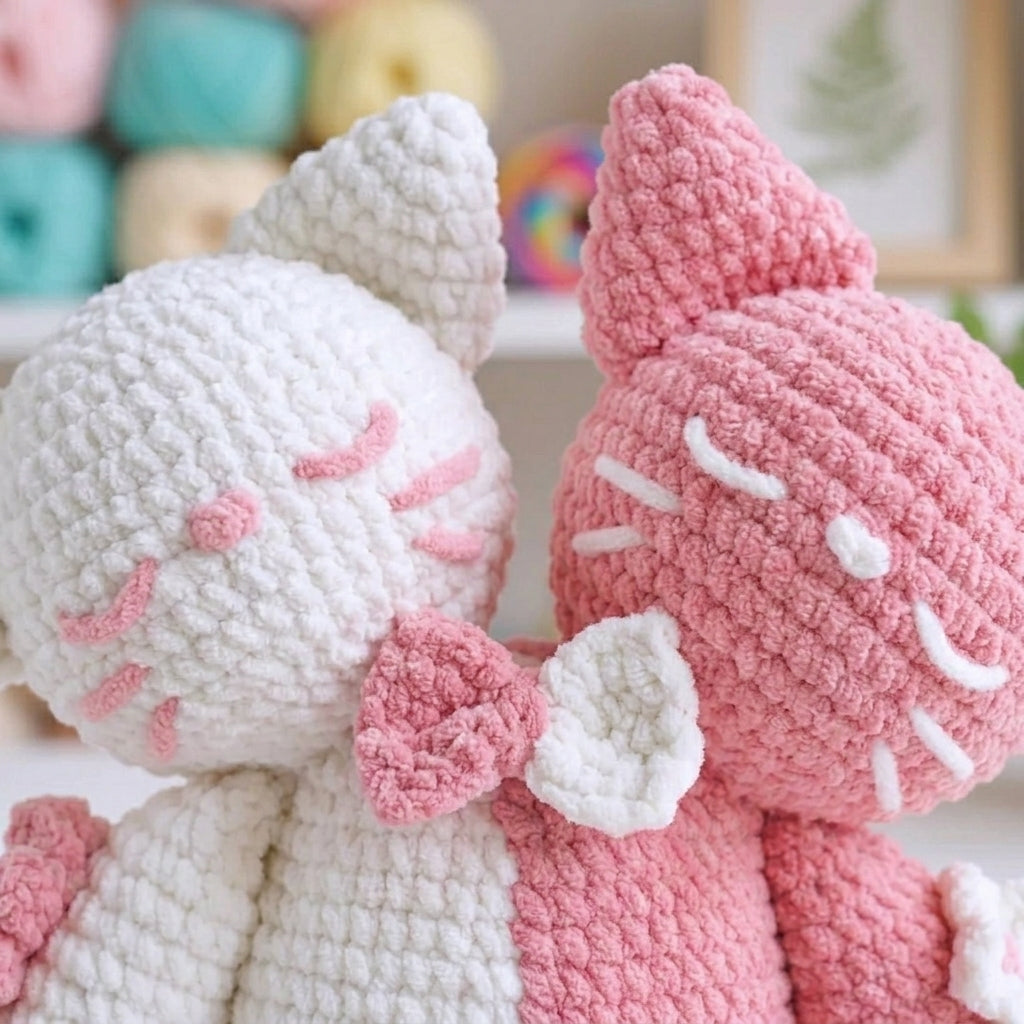 Valentine Cat Crochet Pattern, Cute Hugging Cats Amigurumi PDF Free Gift