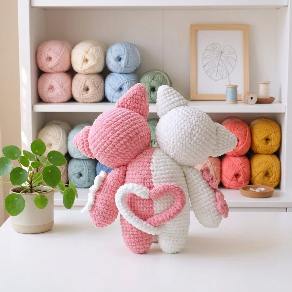 Valentine Cat Crochet Pattern, Cute Hugging Cats Amigurumi PDF Free Gift