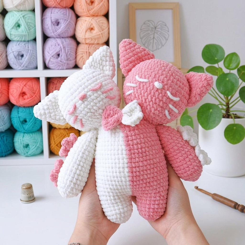 Valentine Cat Crochet Pattern, Cute Hugging Cats Amigurumi PDF Free Gift