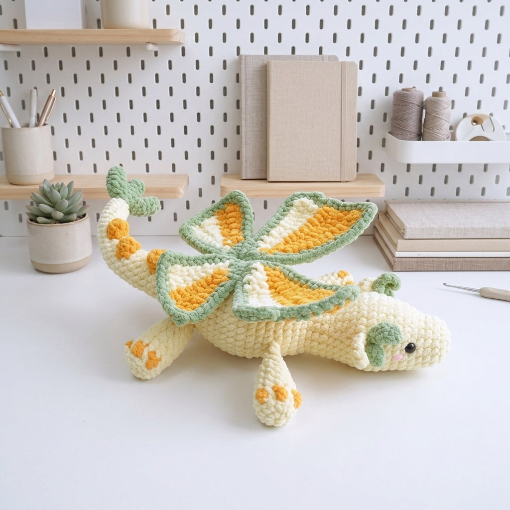 Fairy Dragon Crochet Pattern, Cute Butterfly Flower Dragon PDF Free Gift
