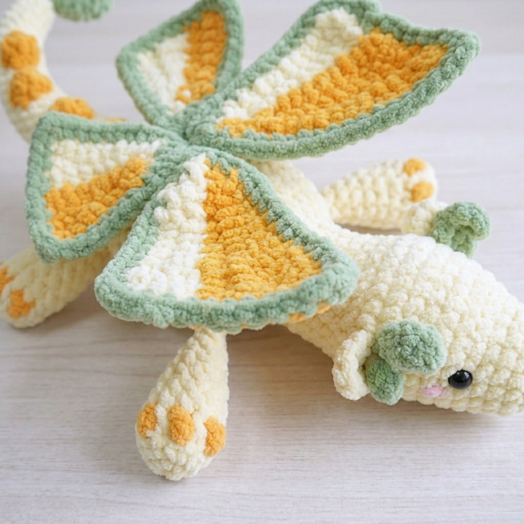 Fairy Dragon Crochet Pattern, Cute Butterfly Flower Dragon PDF Free Gift