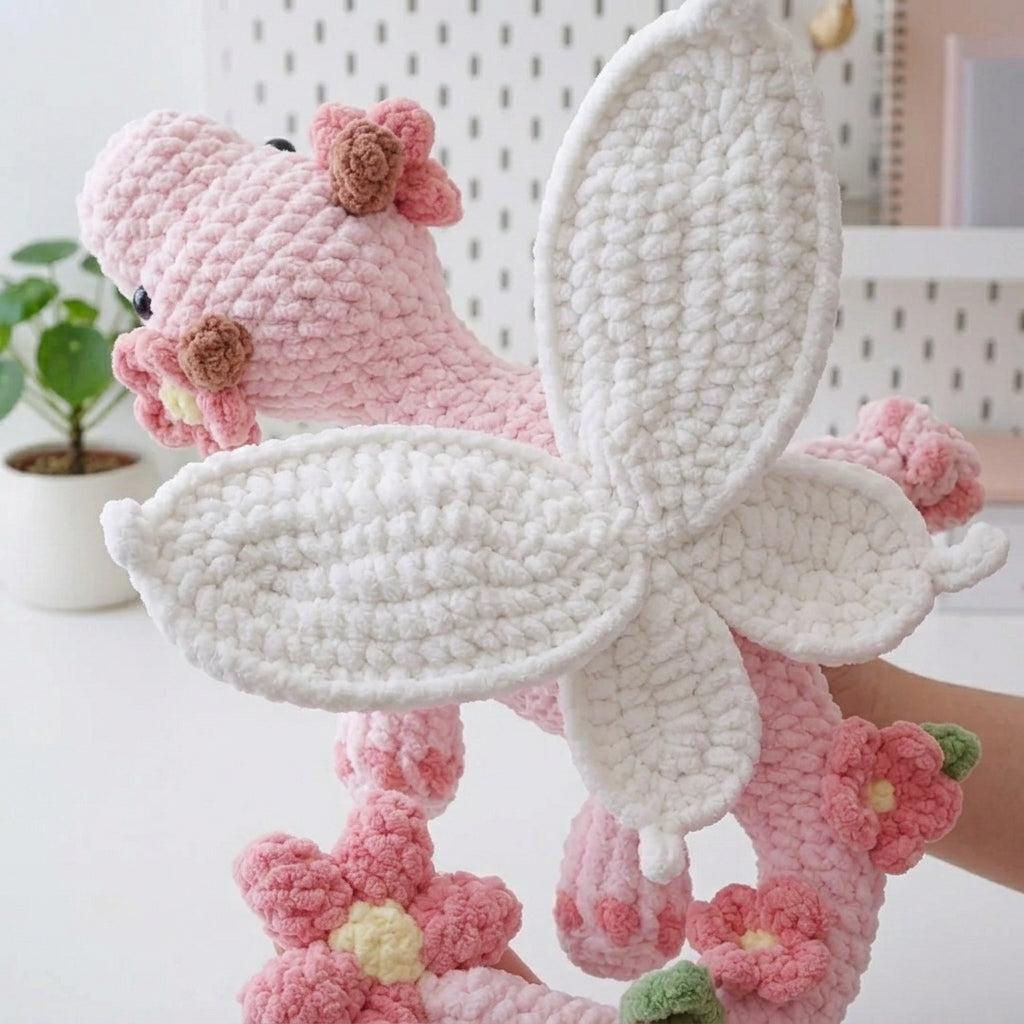 Fairy Dragon Crochet Pattern, Cute Butterfly Flower Dragon PDF Free Gift