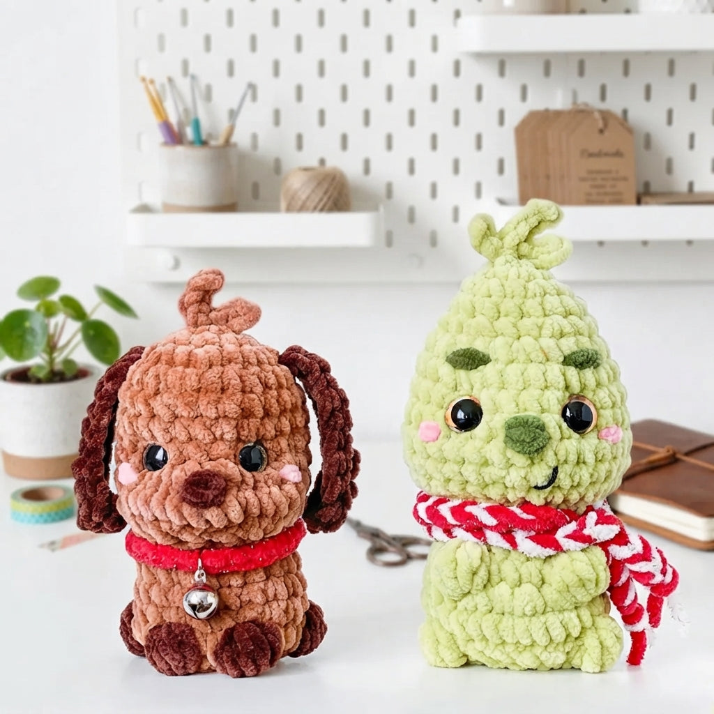 Mini Grinch Amigurumi Crochet Pattern, Christmas Plush PDF Free Gift