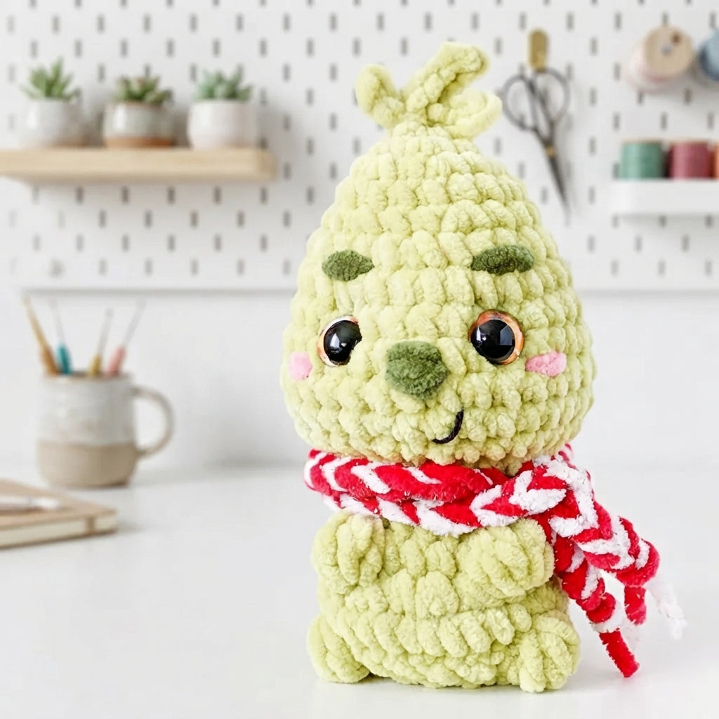 Mini Grinch Amigurumi Crochet Pattern, Christmas Plush PDF Free Gift