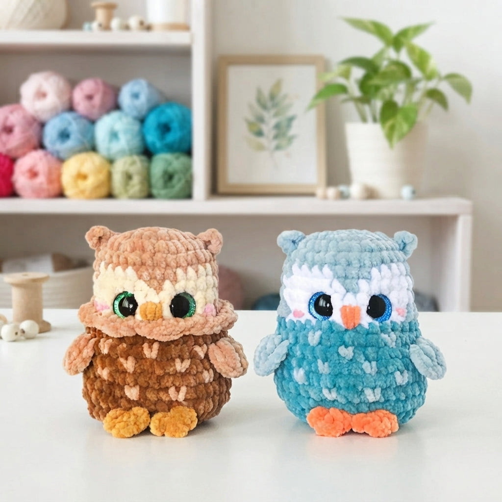 Mini Owl Amigurumi Crochet Pattern, Kawaii Bird Plush PDF Free Gift