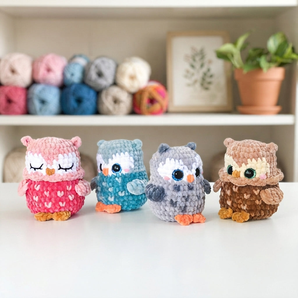 Mini Owl Amigurumi Crochet Pattern, Kawaii Bird Plush PDF Free Gift