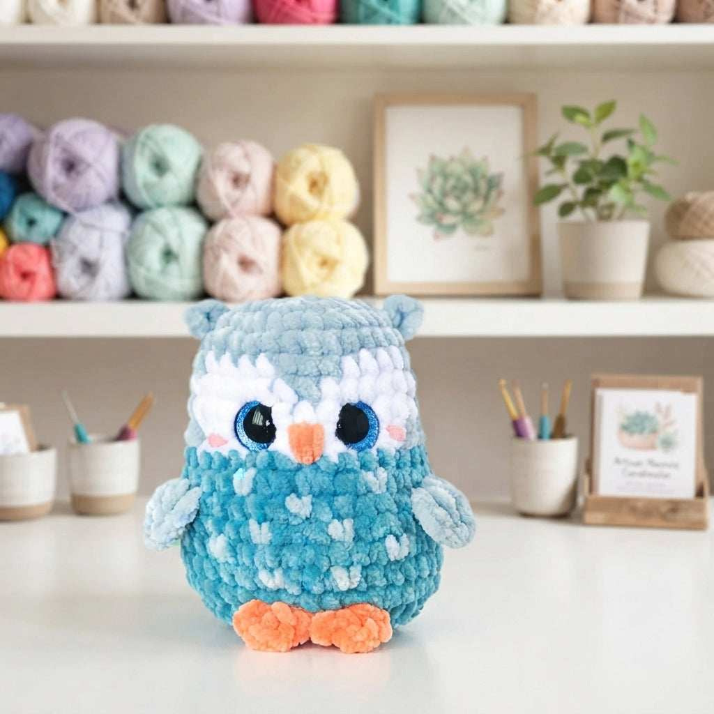 Mini Owl Amigurumi Crochet Pattern, Kawaii Bird Plush PDF Free Gift