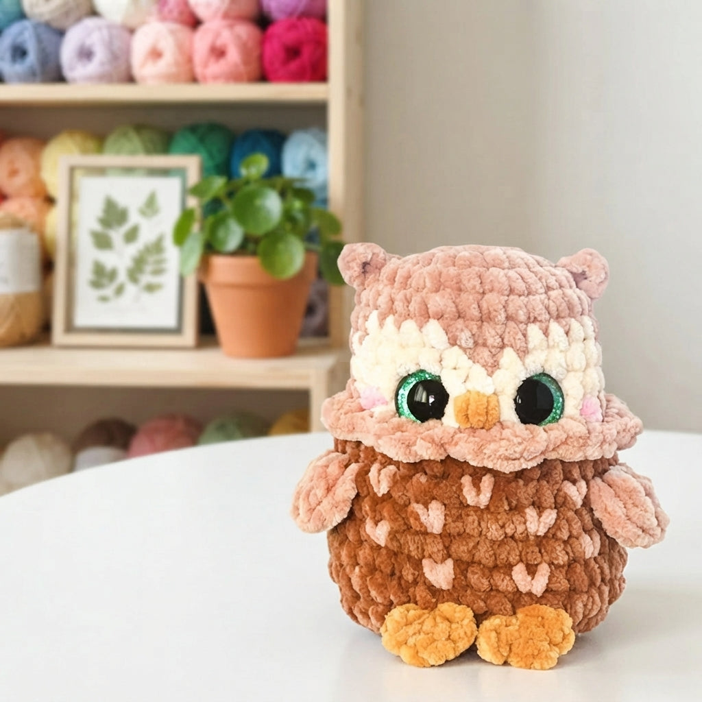 Mini Owl Amigurumi Crochet Pattern, Kawaii Bird Plush PDF Free Gift