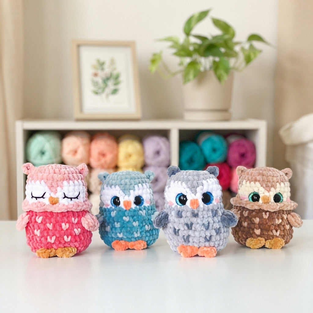 Mini Owl Amigurumi Crochet Pattern, Kawaii Bird Plush PDF Free Gift