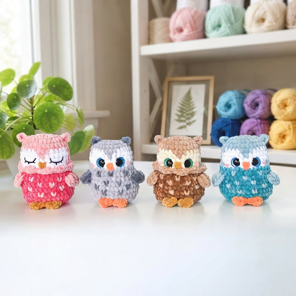Mini Owl Amigurumi Crochet Pattern, Kawaii Bird Plush PDF Free Gift